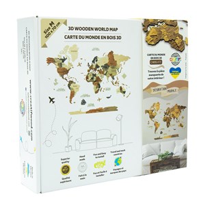 Carte du monde en bois 3d chocolate m