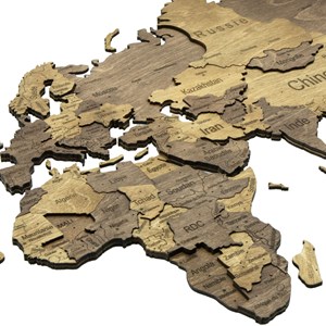 Carte du monde en bois 3d chocolate l