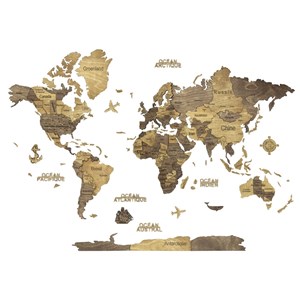 Carte du monde en bois 3d chocolate l