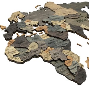 Carte du monde en bois 3d graphite l