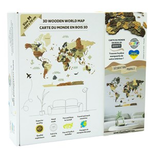 Carte du monde en bois 3d graphite l
