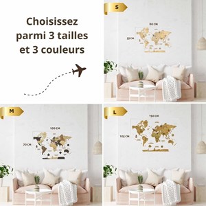 Carte du monde en bois  2d claire l