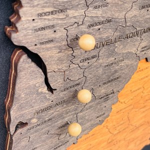 Carte de france en bois 3d  multicolor