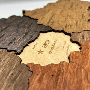 Carte de france en bois 3d  multicolor