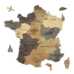 Carte de france en bois 2d  graphite