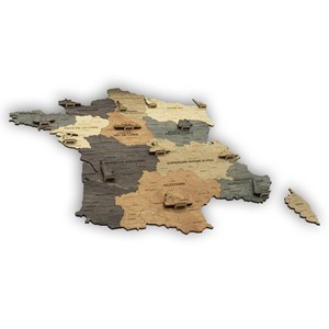 Carte de france en bois 2d  graphite