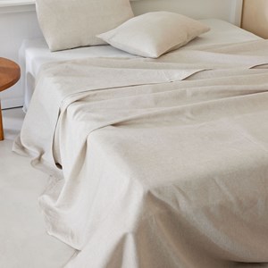 Drap plat uni en lin, made in france