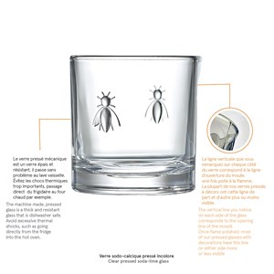 Lot de 4 verres à whisky, abeille