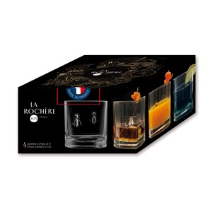 Lot de 4 verres à whisky, abeille