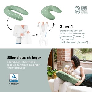 Coussin de grossesse b.love 2 en 1 green Vert