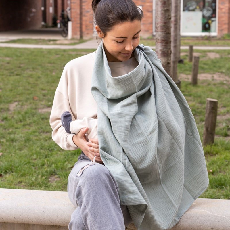 Cape d'allaitement mom'n play green (Doomoo basics) - Image 1