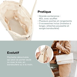 Sac à langer tote bag tendance bloom Beige