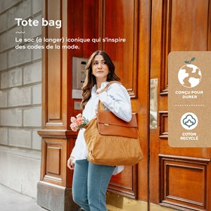 Sac à langer tote bag tendance fancy Marron