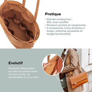 Sac à langer tote bag tendance fancy Marron