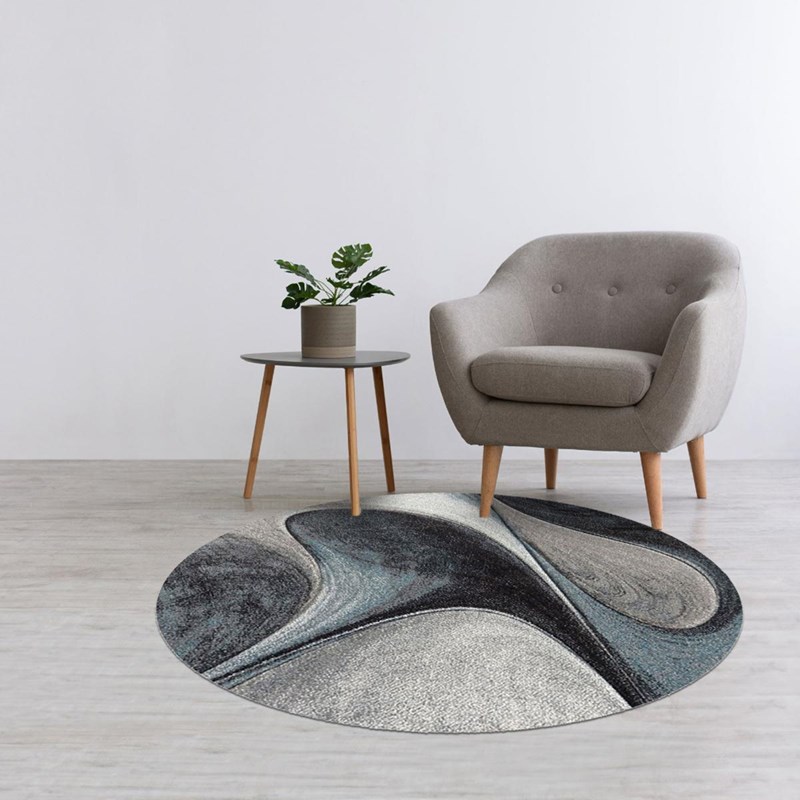 Un Amour de Tapis - Tapis salon 200x200 rond bleu