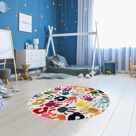 Tapis enfant 100x100 rond multicolore
