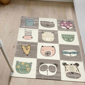 Tapis enfant 140x140 carre gris