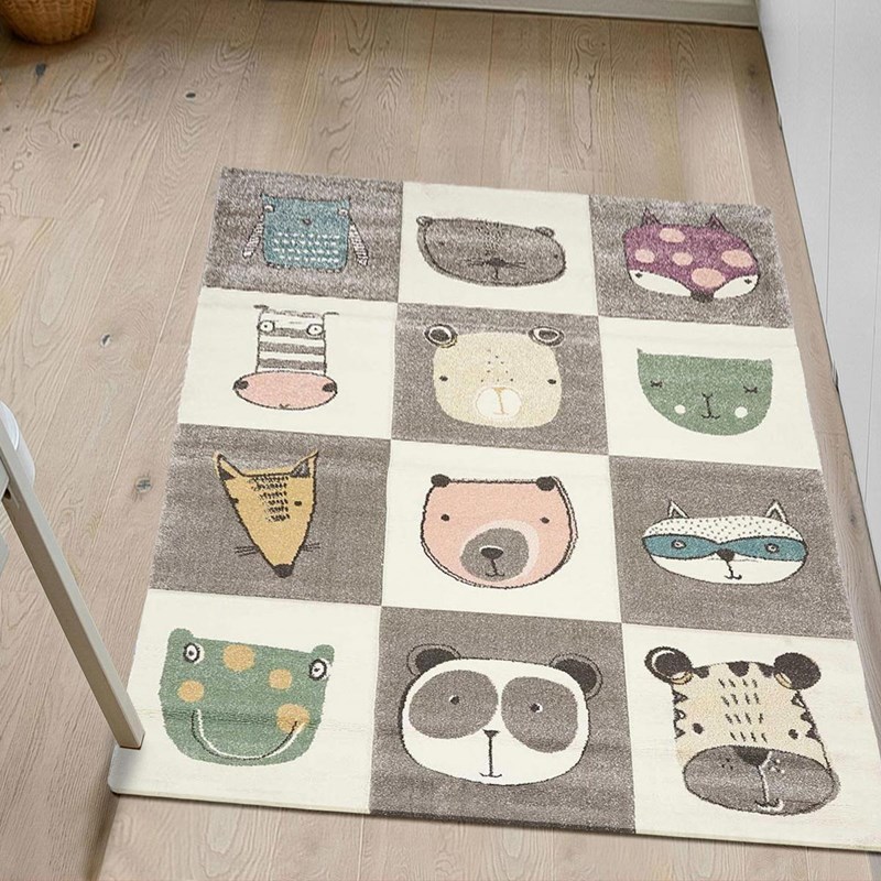 Un Amour de Tapis - Tapis enfant 140x140 carre gris