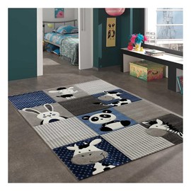 Tapis enfant 100x100 carre bleu