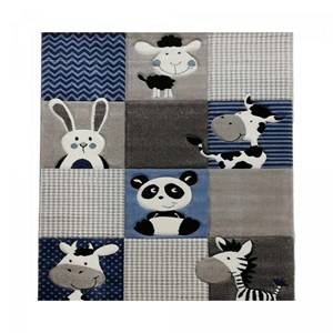 Tapis enfant 160x160 carre bleu