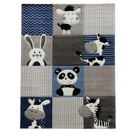 Tapis enfant 200x200 carre bleu