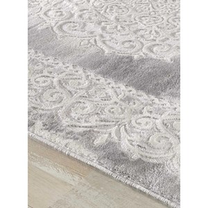 Tapis orient style 140x140 rond gris