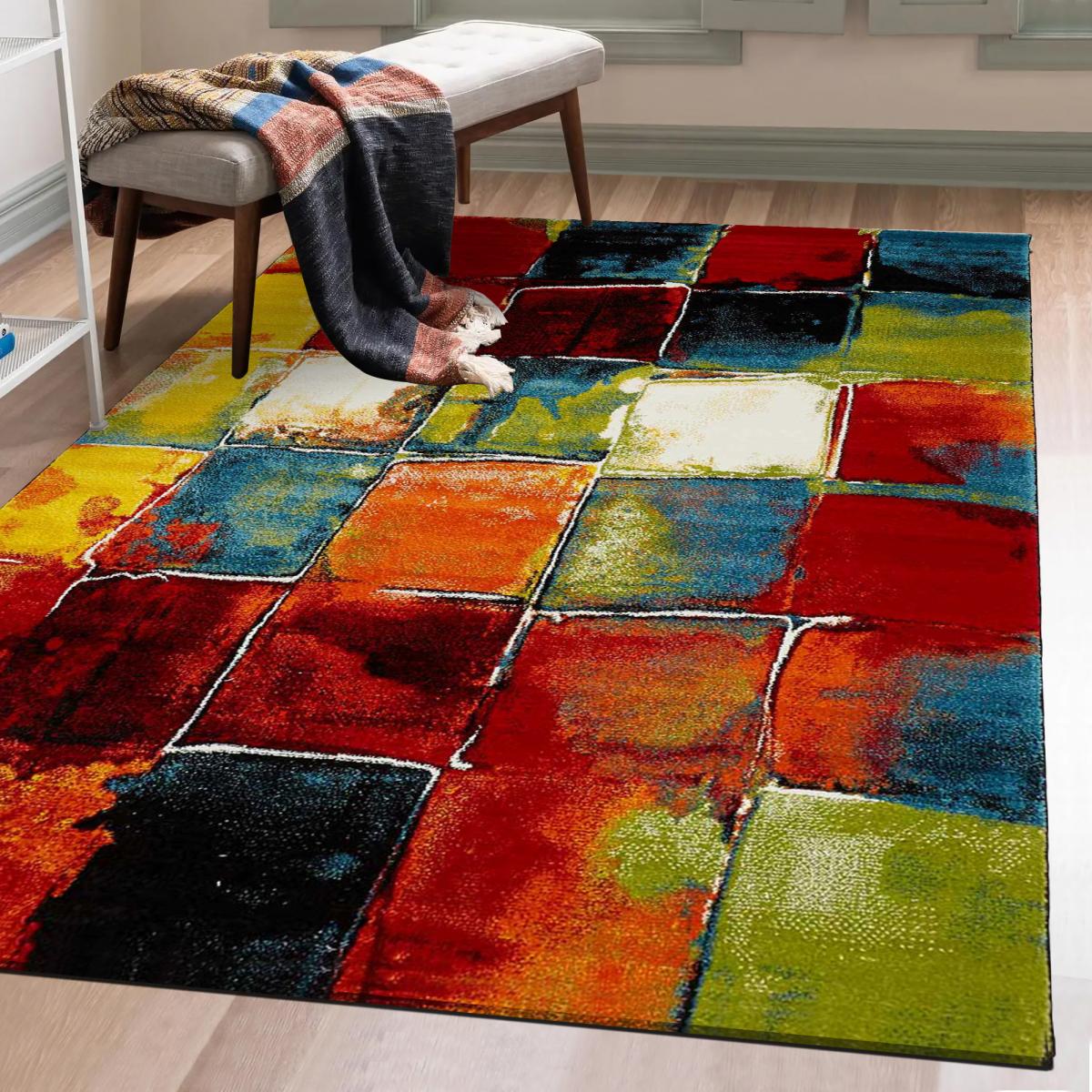 Tapis De Salon 160x240 Cm - Couleur Gris, Antidérapant, 100% Polyester - Marque Container De France