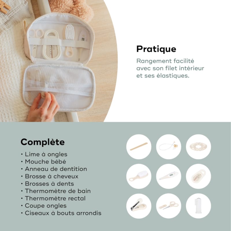 Trousse de soin 9 accessoires sable (Babymoov) - Image 3