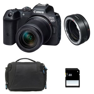Canon eos r7 + rf-s 18-150mm f3.5-6.3 is stm + sac + carte sd 8 go + bague ef-eo