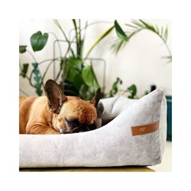 Ecow, panier chien velours gris clair xl