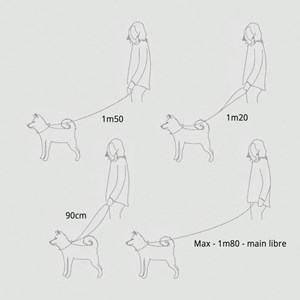 Mellem, laisse imperméabler kaki 180cm