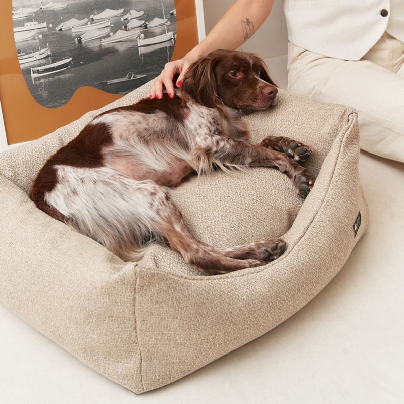 Cafide - Cesta, panier chien en tissu beige l