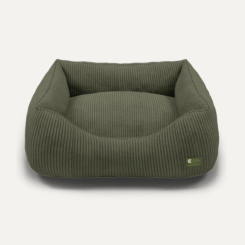 Cafide - Cama, panier chien velours côtelé vert l