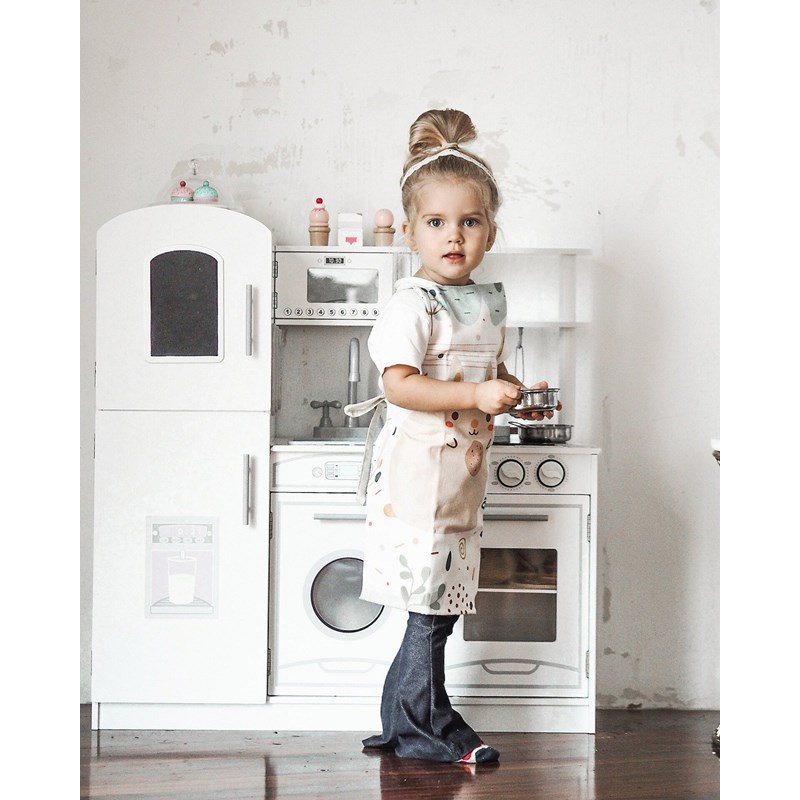 Mamabrum - Cuisine enfant en bois 81x29x84cm, blanc
