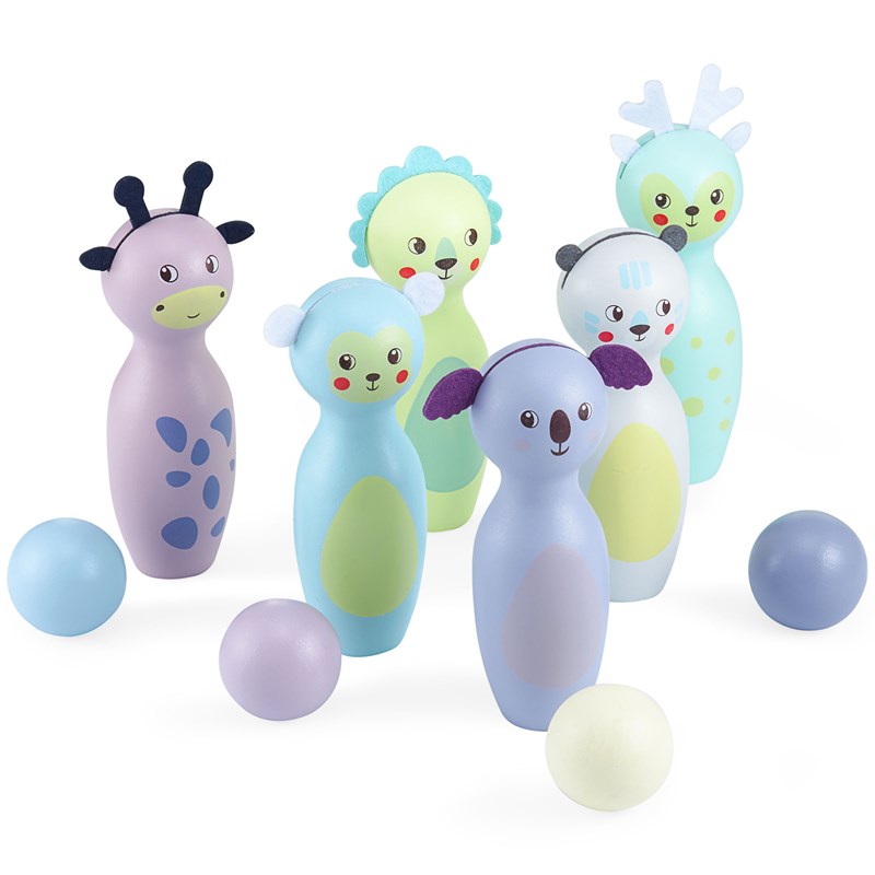 Mamabrum - Jeu de quilles bois enfant, 6 balles