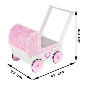 Poussette pour poupée en bois poussoir