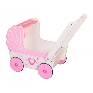 Poussette pour poupée en bois poussoir