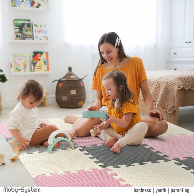 Moby System - Tapis d'eveil tapis de puzzle bébé rose