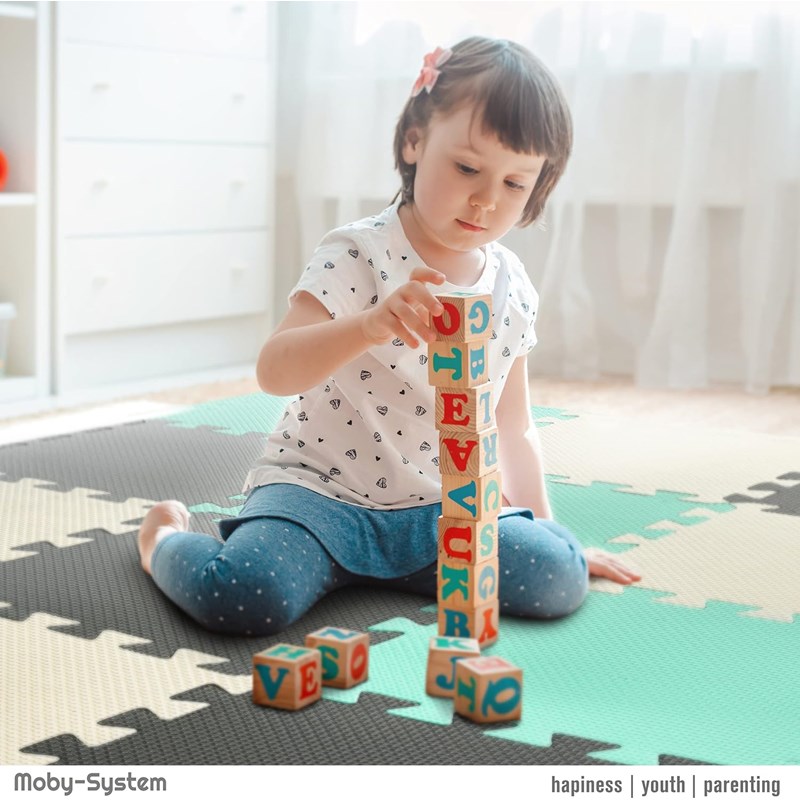 Moby System - Tapis d'eveil tapis de puzzle bébé vert