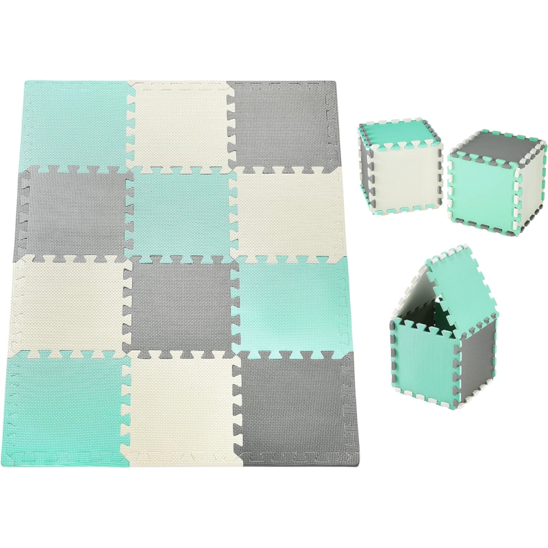 Tapis d'eveil tapis de puzzle bébé vert (Moby System) - Image 1