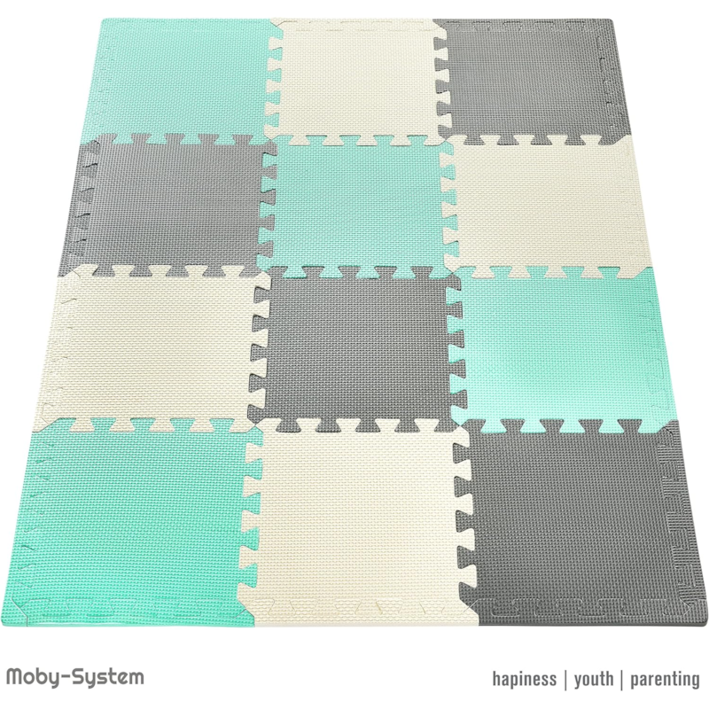 Tapis d'eveil tapis de puzzle bébé vert (Moby System) - Image 2
