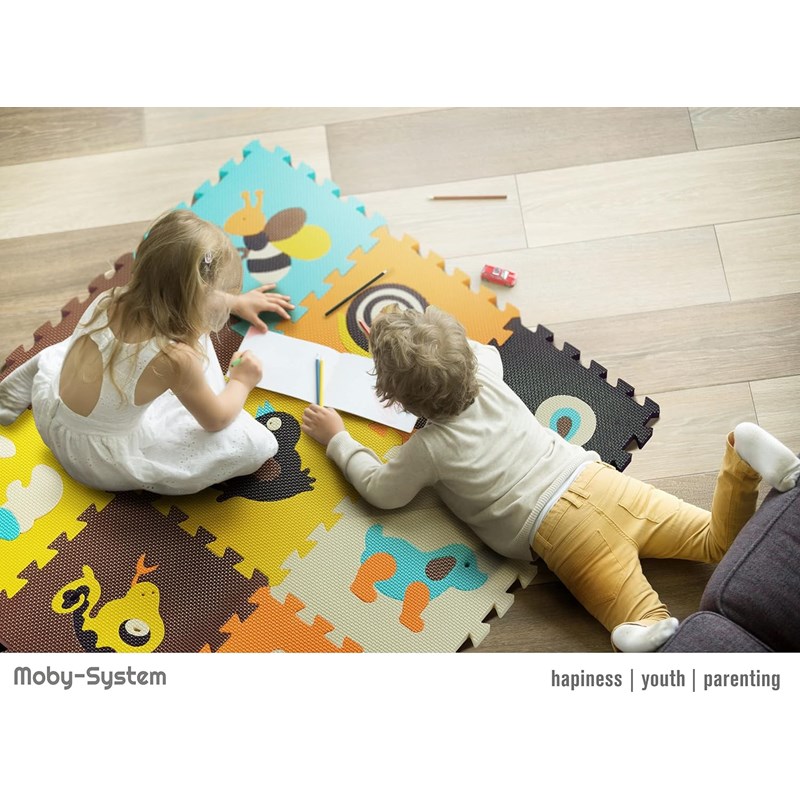 Moby System - Tapis d'éveil tapis puzzle bébé 90x90 cm