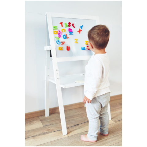 Chevalet Double Face En Bois – Tableau Noir Et Blanc Magnétique – Hauteur Réglable 80-148 Cm – 30+ Accessoires – Dès 3 Ans