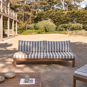 Canapé de jardin teck massif rayé