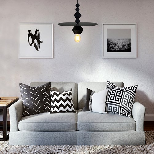Tosel - Suspension métal et bois noir 10cm