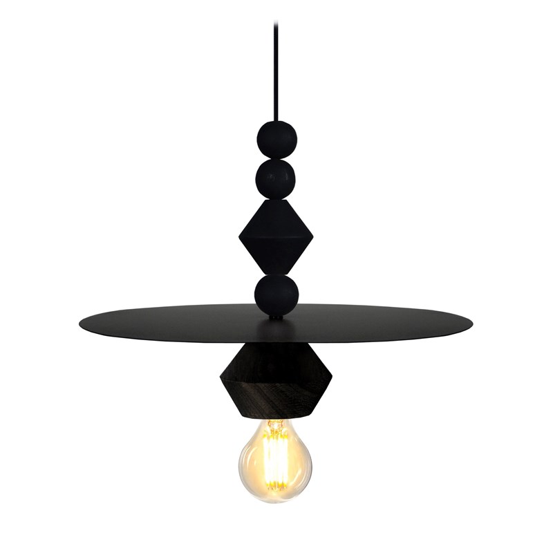 Suspension métal et bois noir 10cm (Tosel) - Image 1