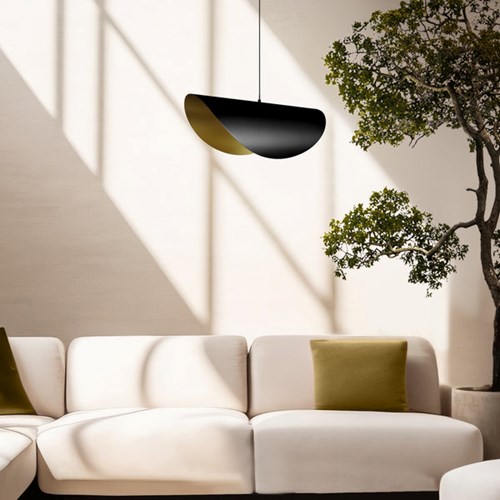 Tosel - Suspension métal noir et doré 50cm