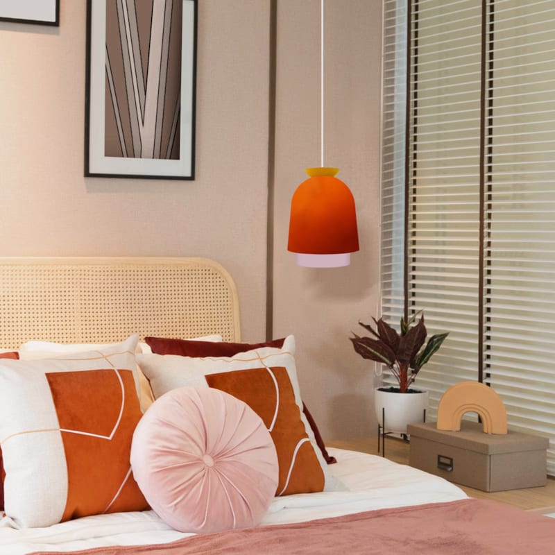 Tosel - Suspension métal orange et rose 18cm