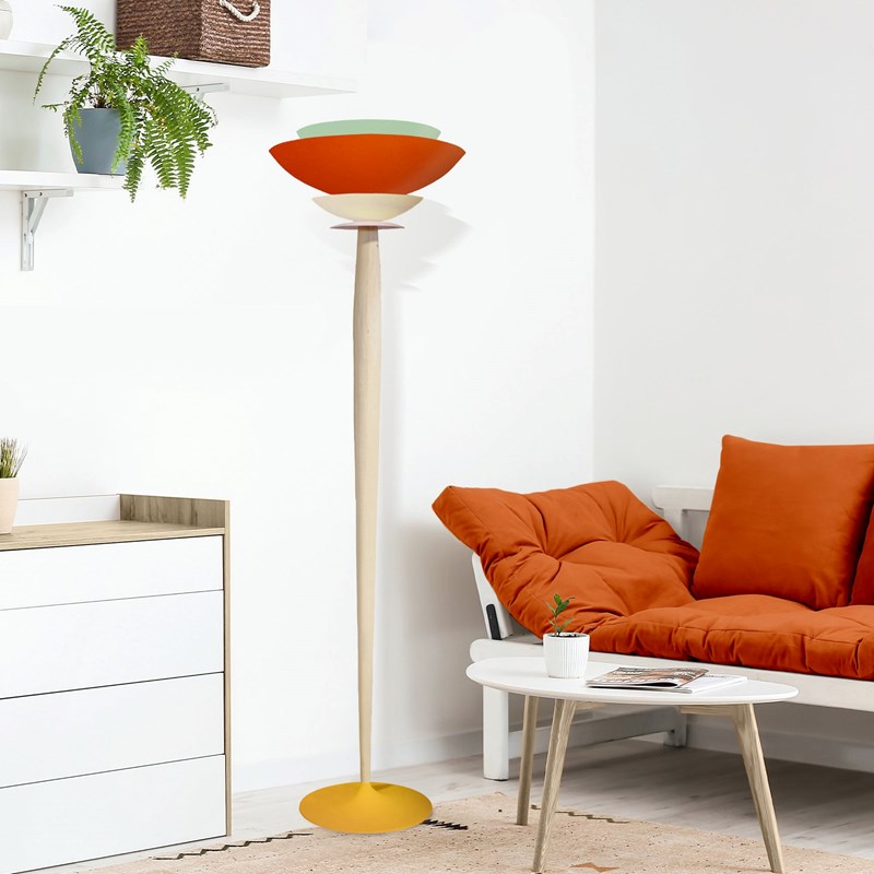 Tosel - Lampadaire métal orange 40cm