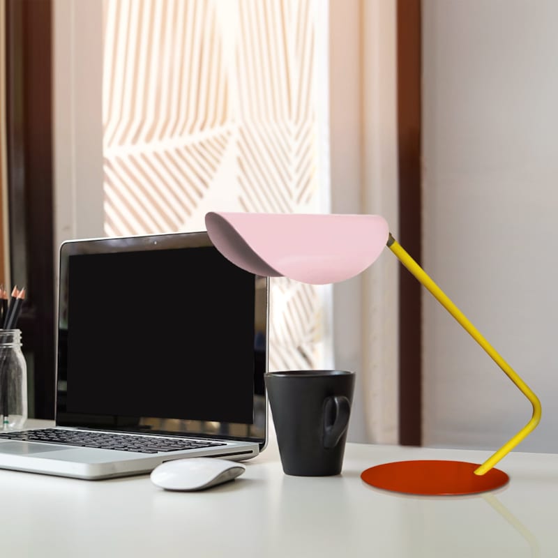 Tosel - Lampe de bureau arqué métal rose 51cm